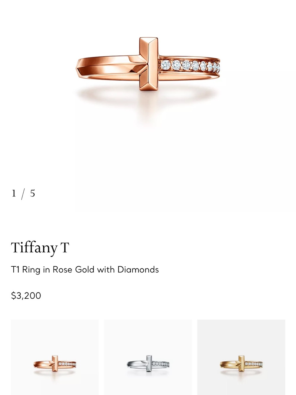 Tiffany T1 Ring in rose gold with diamonds - Picture 3 of 5